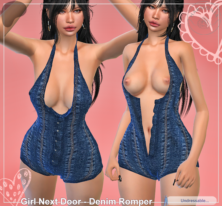 💗Girl Next Door - Denim Romper (Undressable)
