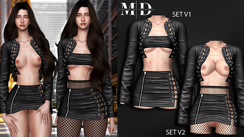 Nohelia leather vest and skirt set V1 and V2