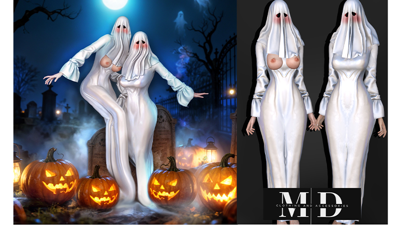 Adult woman ghost dress V1 and V2